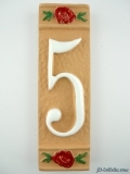Numero civico ceramica con fiore rosso nfr5